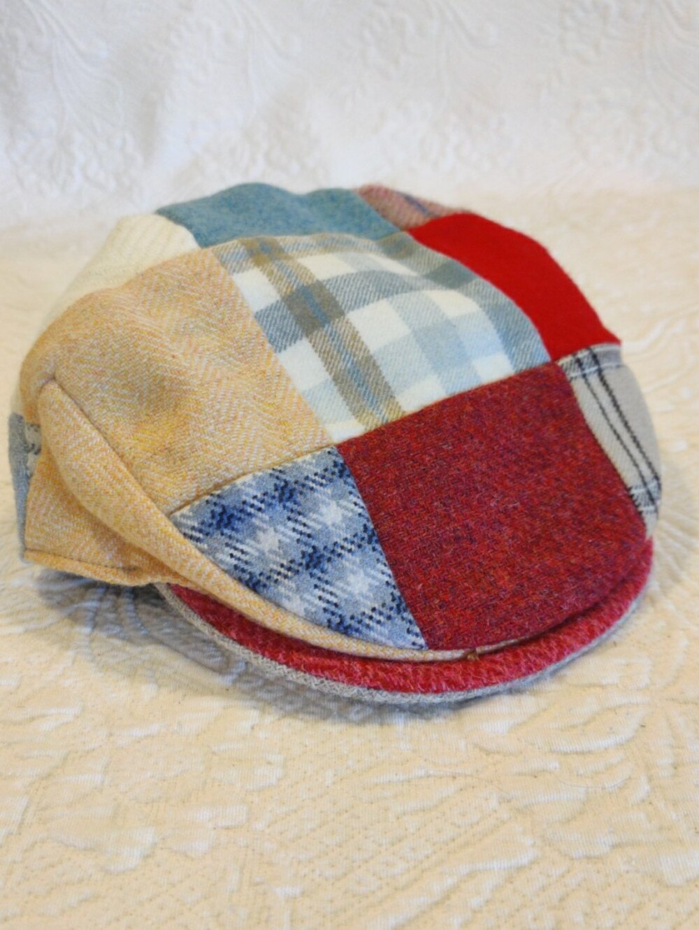Hanna Hats Of Donegal Pure New Wool Plaid Patchwork Handcrafted Made In Ireland